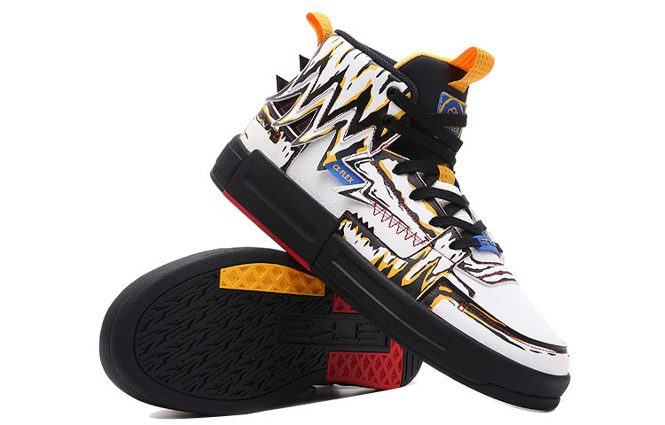 Shop 鴻星爾克 奇彈 α-flex 休閒 高幫 板鞋 男款 白黃黑