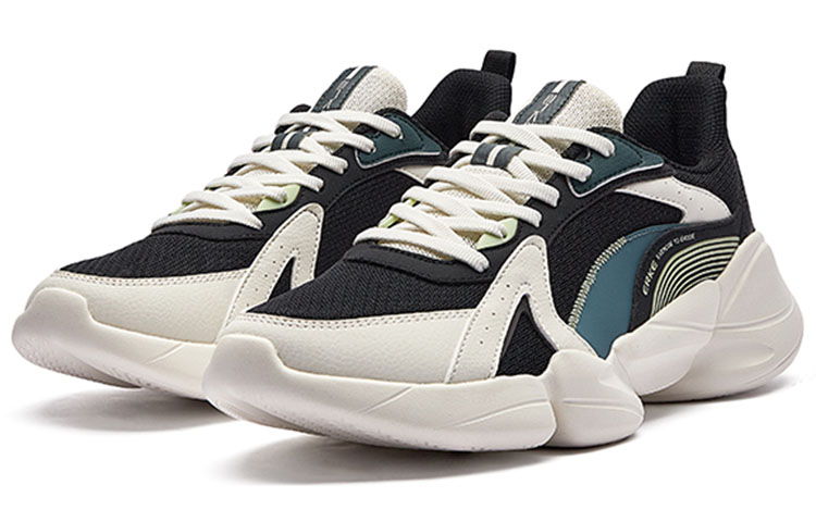 Order ERKE Xtep Bantalan Anti-Selip Tahan Aus Rendah 'Kenyamanan Hitam Hijau' 51122102246-003