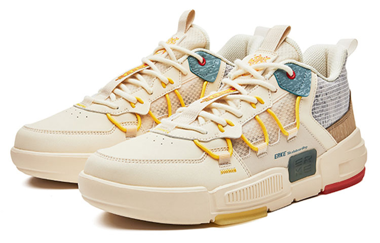 Order 鸿星尔克 斯潘德高帮滑板鞋 '暖亚麻' 51122201052-002