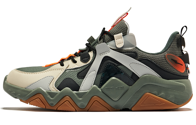 ERKE XTEP Low 'Grey Stone Green Fluorescent Orange'