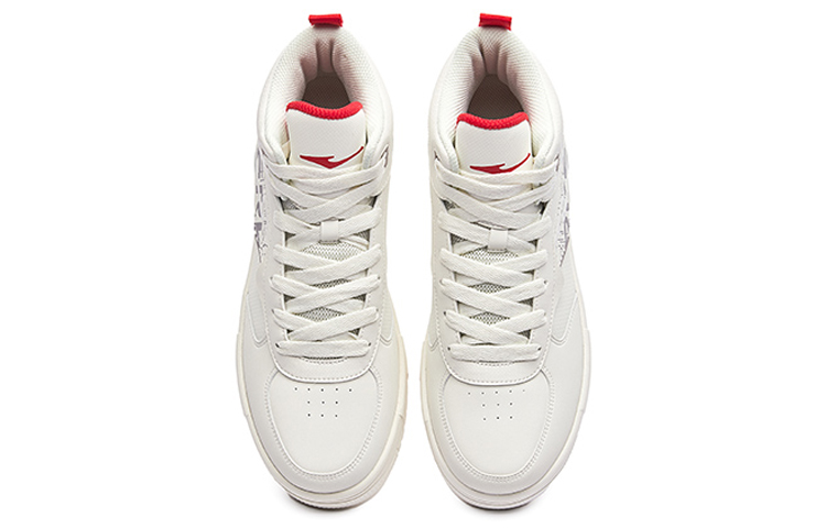 Lookbook ERKE Xtep Mid-Top Skate 'Panda Blanco Rojo Batería' 51121401111-001