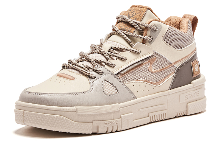 Lookbook ERKE Xtep Sepatu Mid-Top Skate 'Brown Grey' 51123301249-405