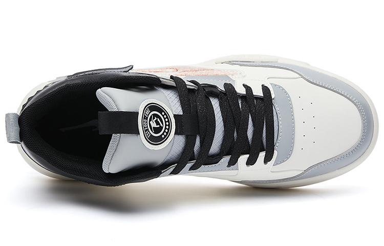 Lookbook ERKE Xtep Mid-Top Skateboard Shoes 'Grey White' 51122301415-005