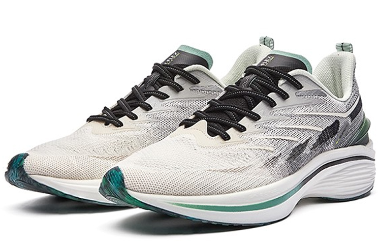 Lookbook ERKE Xtep Qidian 3.0 Rendah 'Putih Kelabu Hijau' 11121403445-004