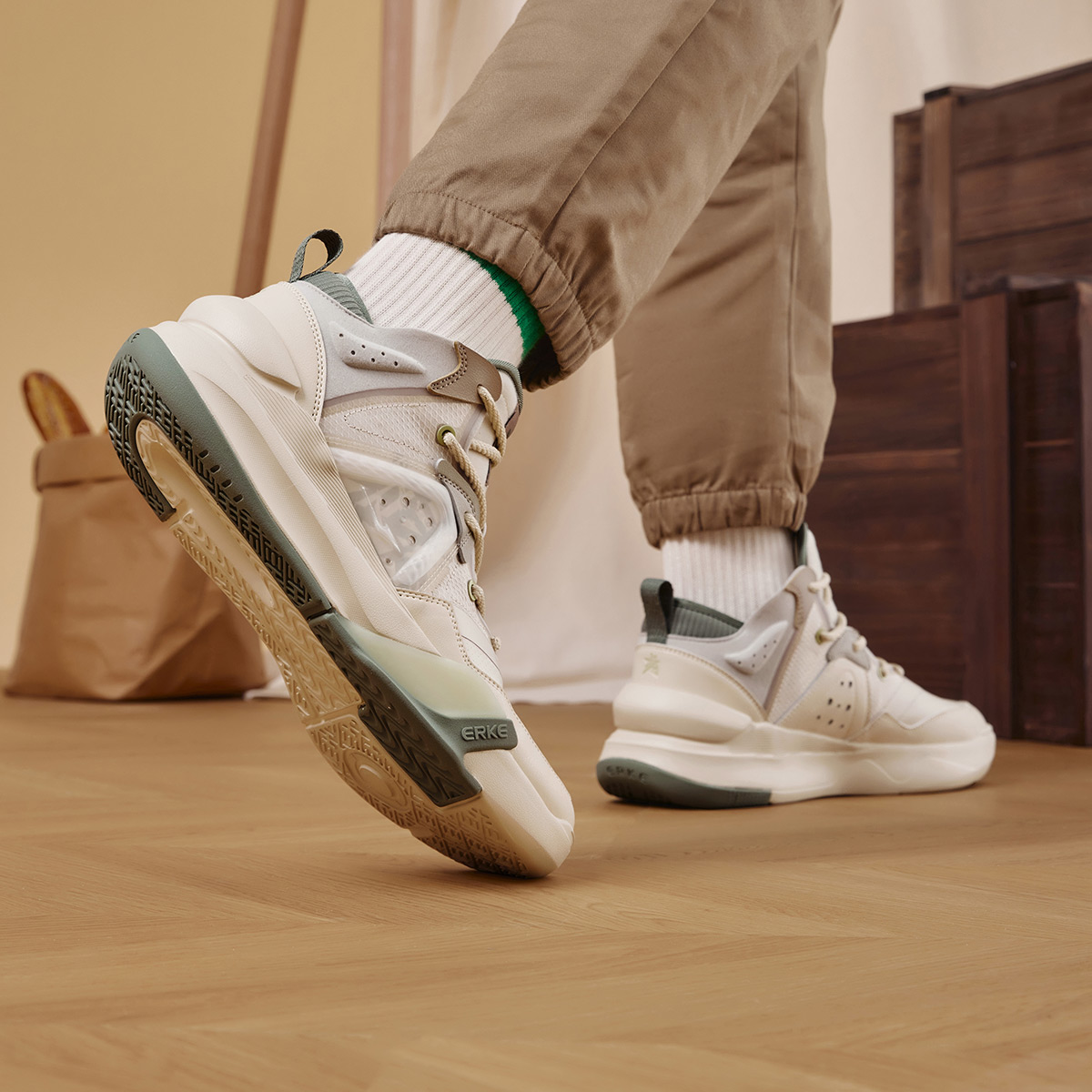 ERKE Xtep Skate Shoes Low 'Warm Mist Grey' 圖 8