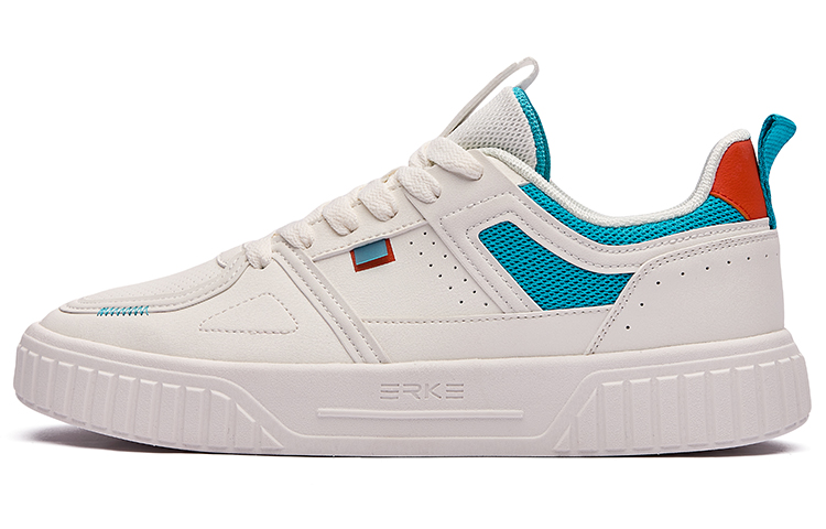 Buy 鴻星爾克 拼接碰色時尚街頭滑板鞋 男款 微晶白/智慧藍