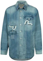 EVISU 2023 Spring Summer Denim Jacket with Graffiti Print Daruma Logo - Blue 2ESHTM3SJ717XXDN EVISU 2023 Spring Summer Denim Jacket with Graffiti Print Daruma Logo - Blue 2ESHTM3SJ717XXDN