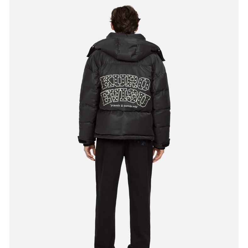 Details for EVISU 2023AW 黑色鴨絨連帽外套，字母與海鷗刺繡設計 2EAGNM3NJ5202OSPU