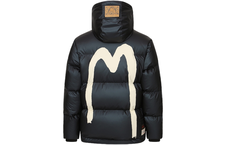EVISU 2023AW  Black Letter M Logo Puffer Jacket with Hood 2EAADM2NJ794XXPL