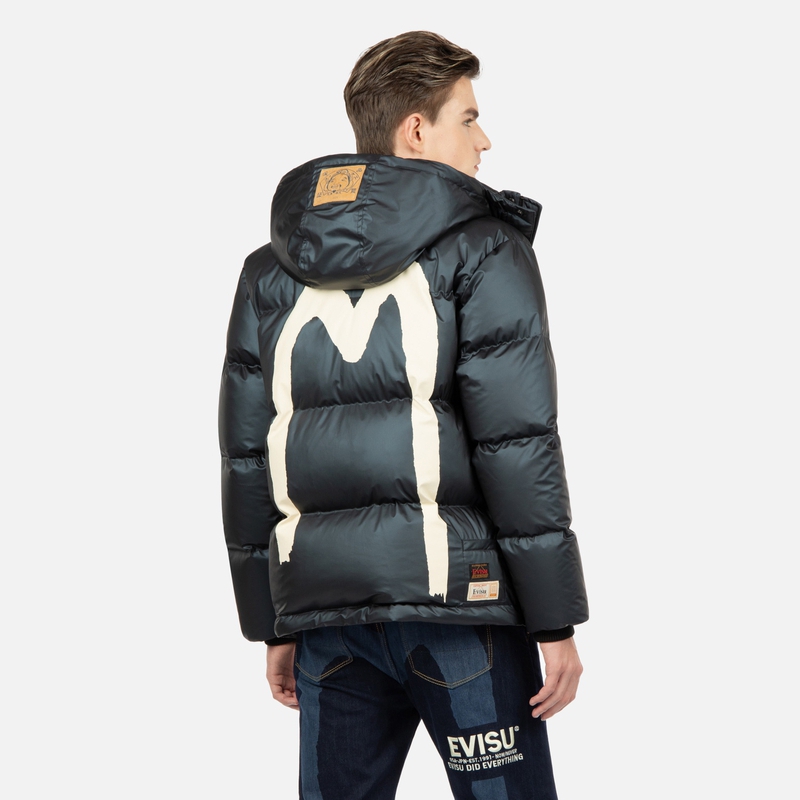 EVISU 2023AW  Black Letter M Logo Puffer Jacket with Hood 2EAADM2NJ794XXPL 圖 4