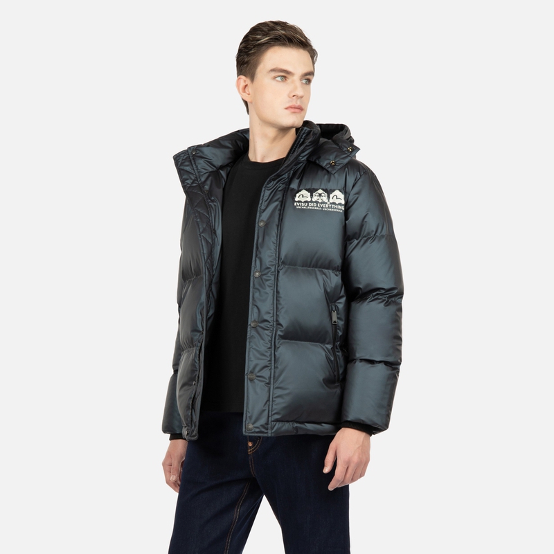 EVISU 2023AW  Black Letter M Logo Puffer Jacket with Hood 2EAADM2NJ794XXPL 圖 5