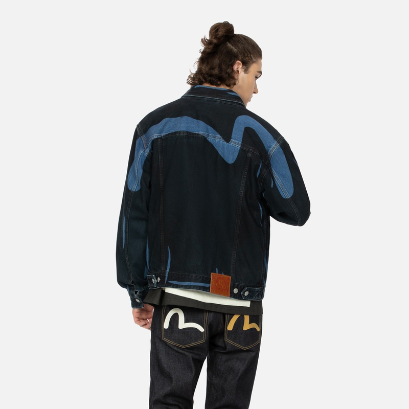 EVISU 2024 Fall Winter Seagull Wide Fit Denim Jacket  Black Denim All-over. 2EAHTM4DJ1005RXDN 圖 4