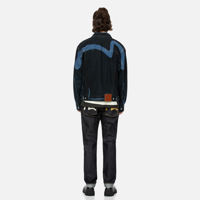 EVISU 2024 Fall Winter Seagull Wide Fit Denim Jacket  Black Denim All-over. 2EAHTM4DJ1005RXDN 圖 7