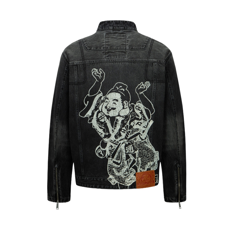 EVISU 2024 FW  Buddha Print Relaxed Fit Denim Biker Jacket 2EAHTM4DJ1007RXDN 圖 2