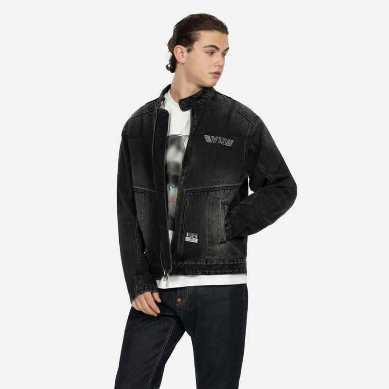 EVISU 2024 FW  Buddha Print Relaxed Fit Denim Biker Jacket 2EAHTM4DJ1007RXDN 圖 5