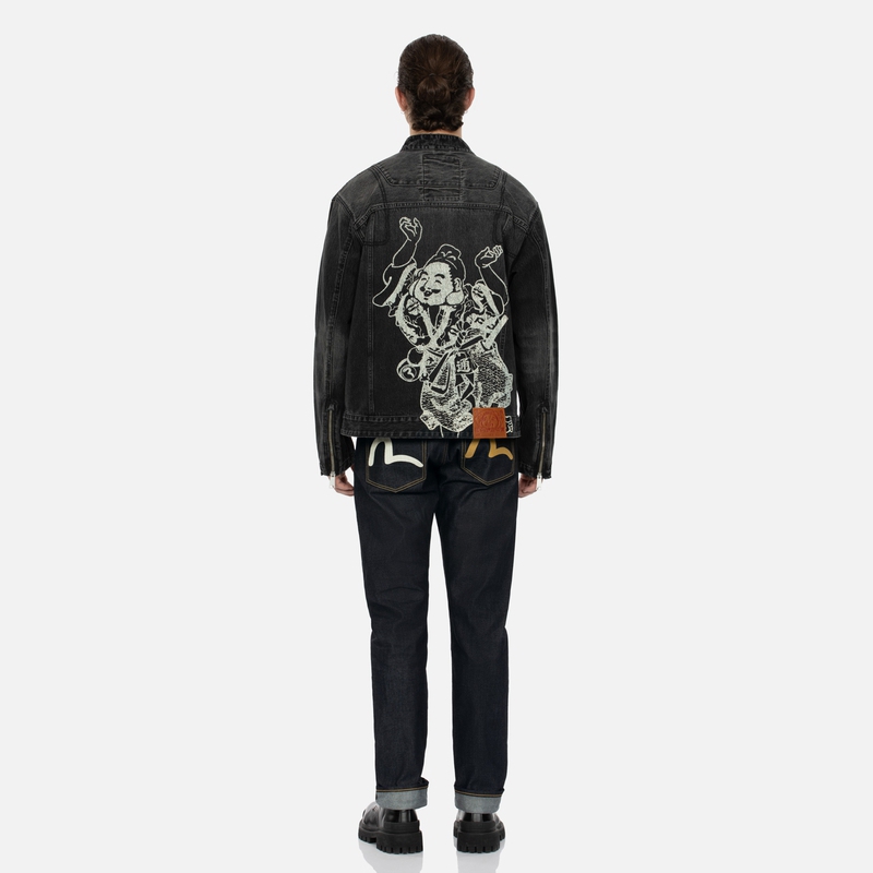 EVISU 2024 FW  Buddha Print Relaxed Fit Denim Biker Jacket 2EAHTM4DJ1007RXDN 圖 6