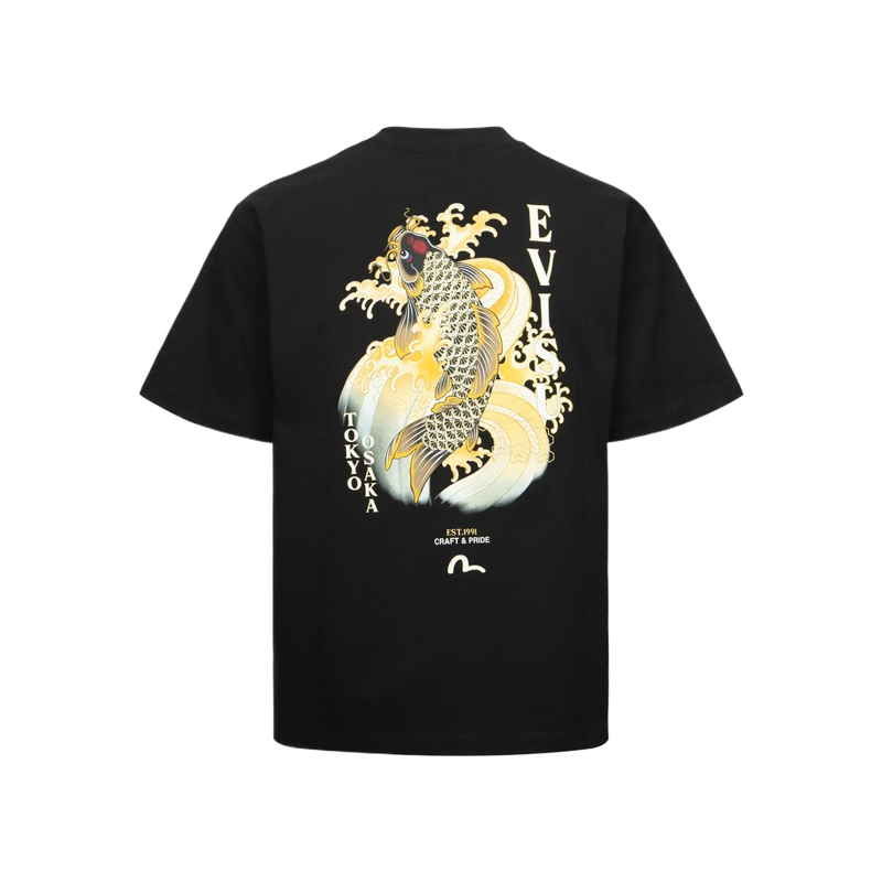 Order EVISU 2024秋冬宽松刺绣海鸥与锦鲤图案T恤 2EAHTM4TS7068RXCT