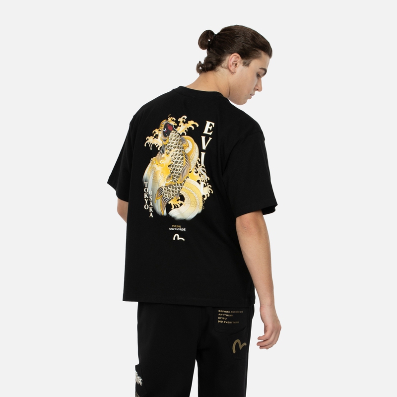 Purchase EVISU 2024秋冬宽松刺绣海鸥与锦鲤图案T恤 2EAHTM4TS7068RXCT