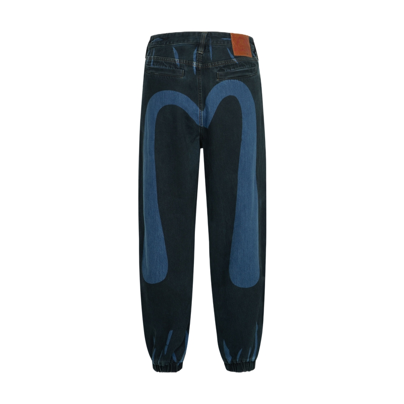 EVISU 2024 FW  Wide-Leg Jeans Black Denim with Dye M Logo. 2EAHTM4JO1056WLDN 圖 2
