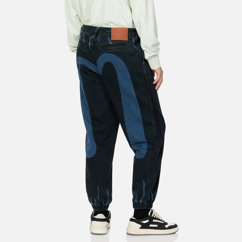 EVISU 2024 FW  Wide-Leg Jeans Black Denim with Dye M Logo. 2EAHTM4JO1056WLDN 圖 4