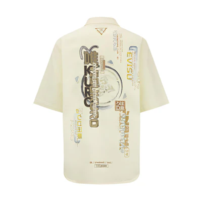EVISU 23SS Japanese Pattern Jacket Shirt with Floral Logo Design 2ESGNM3SJ769LFDN