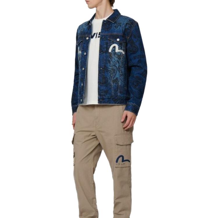 Details for EVISU Jaket Denim Cetakan Penuh dalam Warna Indigo Biru. 2EAHTM2DJ710XXCT