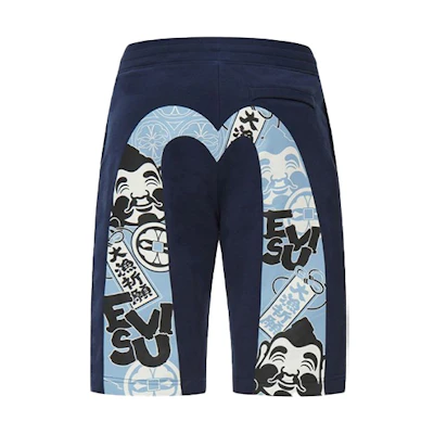 EVISU Big M Buddha Logo Casual Shorts - Dark Blue 2ESHTM1ST424XX