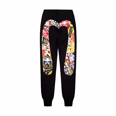 EVISU Big M Print Knit Jogger Pants Black - Da Yu Kiwan Festival Edition. 2ESHTM1SP468XX