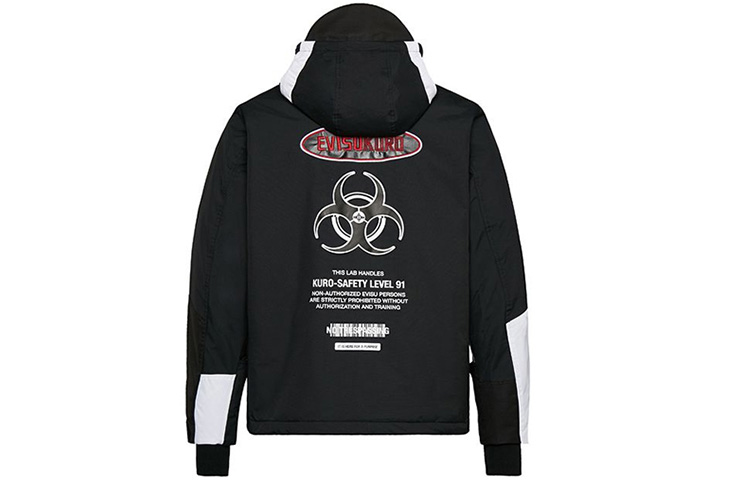 EVISU  Biohazard Logo Print Colorblock Padded Jacket in Black. 1EAGNM9JK745XX 圖 3