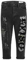 EVISU Black Cropped Jeans with Letter Embroidery and Print Design. 2ESGNM0JE18027 EVISU Black Cropped Jeans with Letter Embroidery and Print Design. 2ESGNM0JE18027