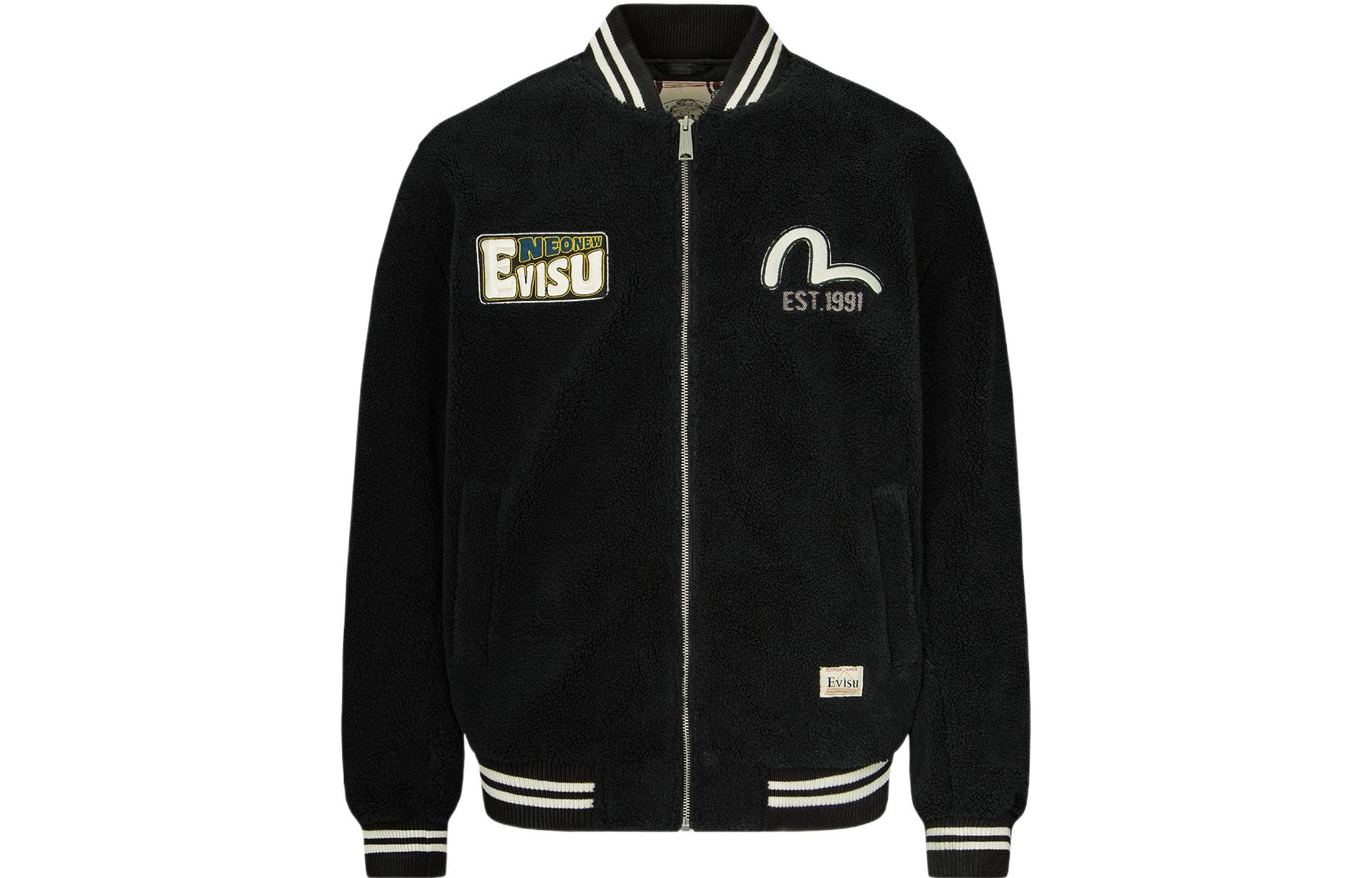 EVISU  Black Daruma Patch Baseball Jacket - Fall/Winter Collection. 2EAHTM2JK741XXPQ