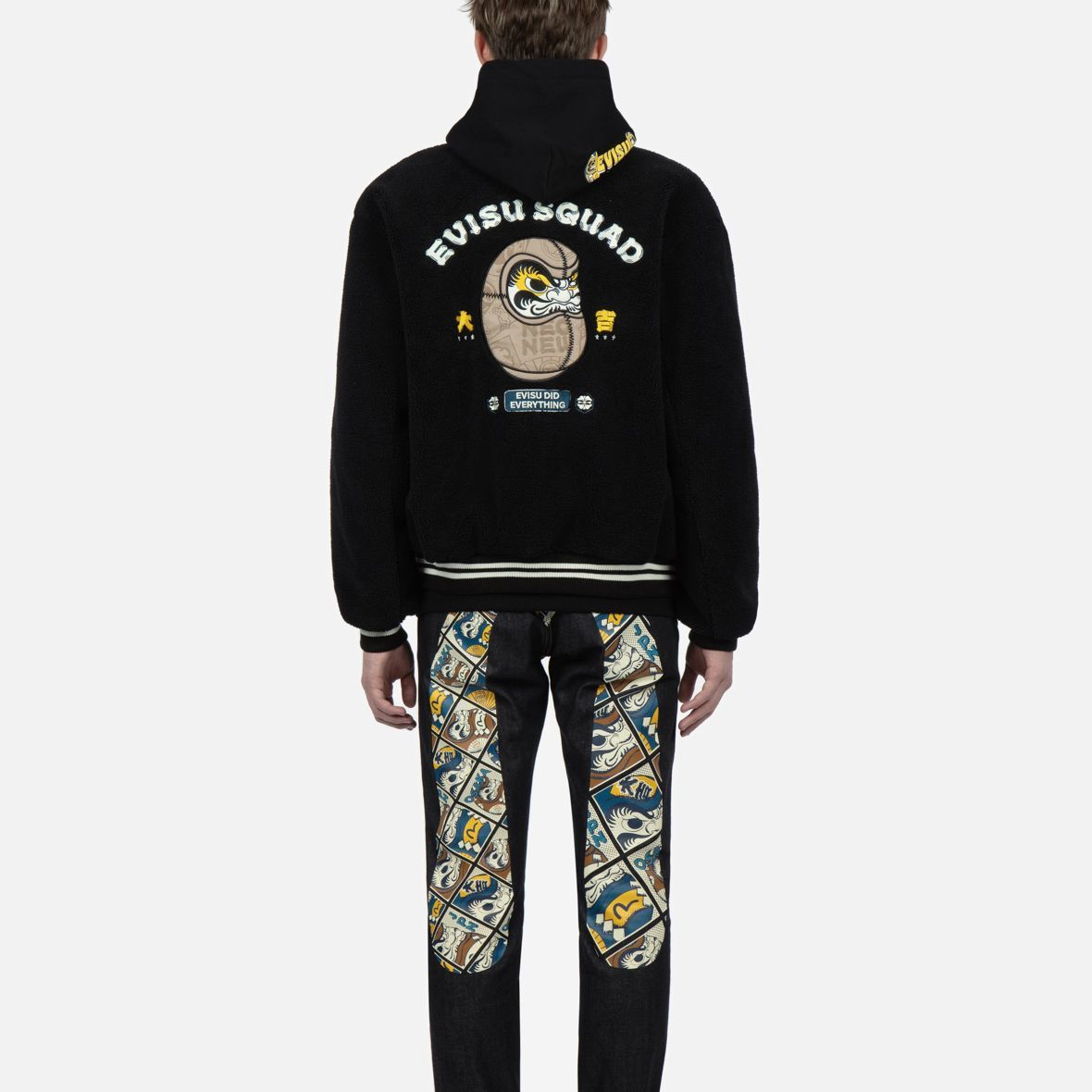 EVISU  Black Daruma Patch Baseball Jacket - Fall/Winter Collection. 2EAHTM2JK741XXPQ 圖 5