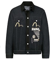 EVISU Black Denim Jacket with Hannya Ghost Head Logo Print. 2EAGNM0JK757FF EVISU Black Denim Jacket with Hannya Ghost Head Logo Print. 2EAGNM0JK757FF