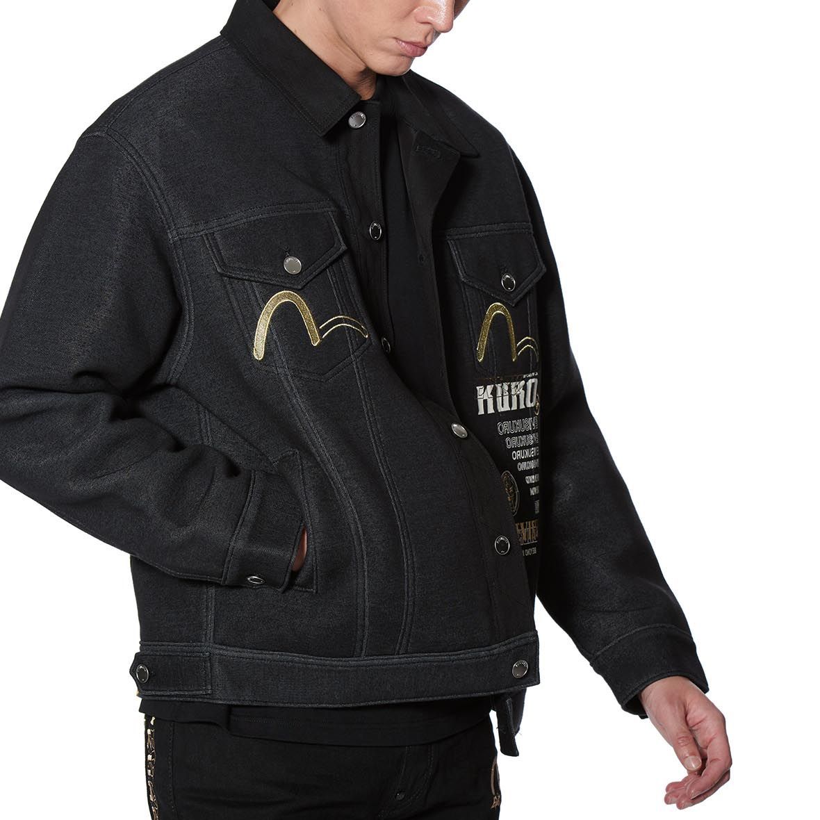 Purchase EVISU 黑色丹寧外套 鬼頭般若印花設計 2EAGNM0JK757FF