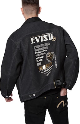 EVISU 黑色丹寧外套 鬼頭般若印花設計 2EAGNM0JK757FF Sizing EVISU 黑色丹寧外套 鬼頭般若印花設計 2EAGNM0JK757FF