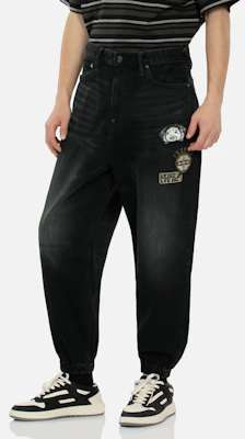 EVISU Black Denim Jeans with Multi-Embroidery Patches & Seagull Print 2ESHTM4JO8030LFDP Shop EVISU Black Denim Jeans with Multi-Embroidery Patches & Seagull Print 2ESHTM4JO8030LFDP