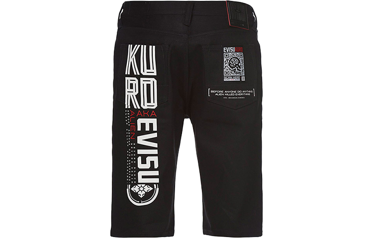 EVISU  Black Denim Shorts with Embroidered Logo. 1ESGNM9DS262XX