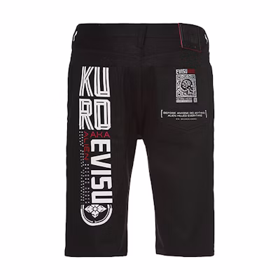 EVISU Black Denim Shorts with Embroidered Logo. 1ESGNM9DS262XX
