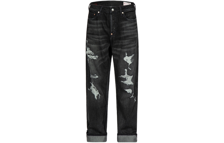 Order EVISU 黑色做舊水洗寬鬆版牛仔褲 2ESHTM3JE229LFCT