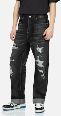 EVISU 黑色做舊水洗寬鬆版牛仔褲 2ESHTM3JE229LFCT Shop EVISU 黑色做舊水洗寬鬆版牛仔褲 2ESHTM3JE229LFCT