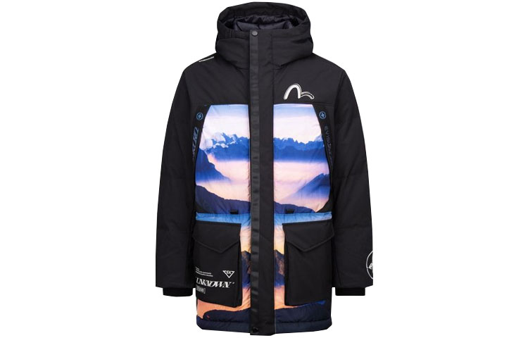 EVISU  Black Down Jacket with Lettering Hood. 2EAGNM1NC730XXPL 圖 2