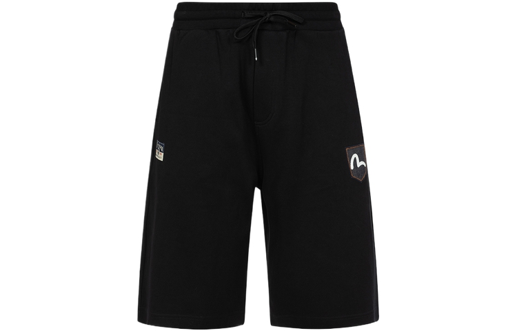 EVISU  Black Drawstring Elastic Waist Casual Shorts 2ESHTM4ST7095RXCT