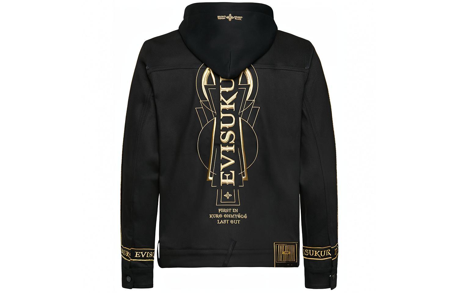 EVISU  Black Embroidered Logo Denim Hoodie Jacket. 1EAGNM9DJ185XX