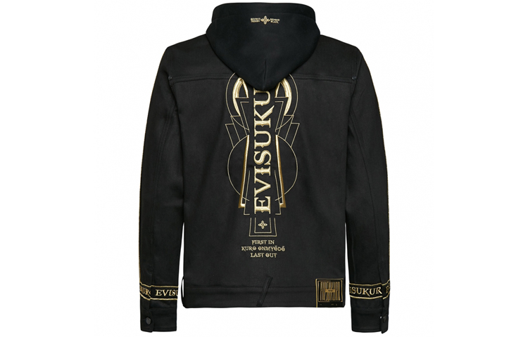 EVISU  Black Embroidered Logo Denim Hoodie Jacket. 1EAGNM9DJ185XX 圖 2