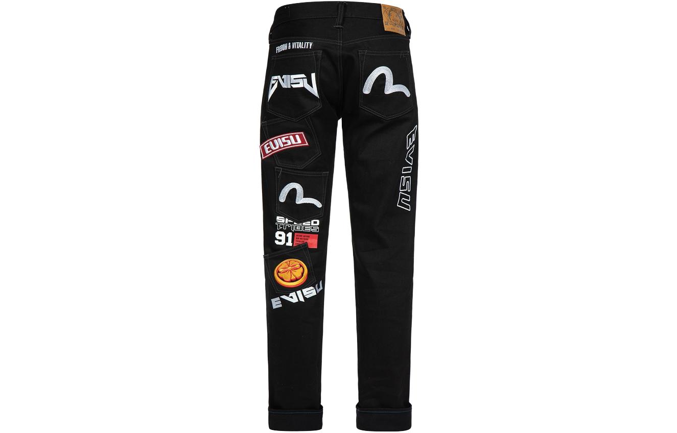 EVISU  Black High-Waisted Straight-Leg Jeans with Letter Print Design. 2ESHTM3JE22210CS-1 圖 2