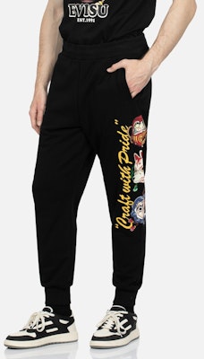 EVISU 黑色日向火男祭典印花修身休閒褲 2EAHTM3SP1085XXCT Shop EVISU 黑色日向火男祭典印花修身休閒褲 2EAHTM3SP1085XXCT