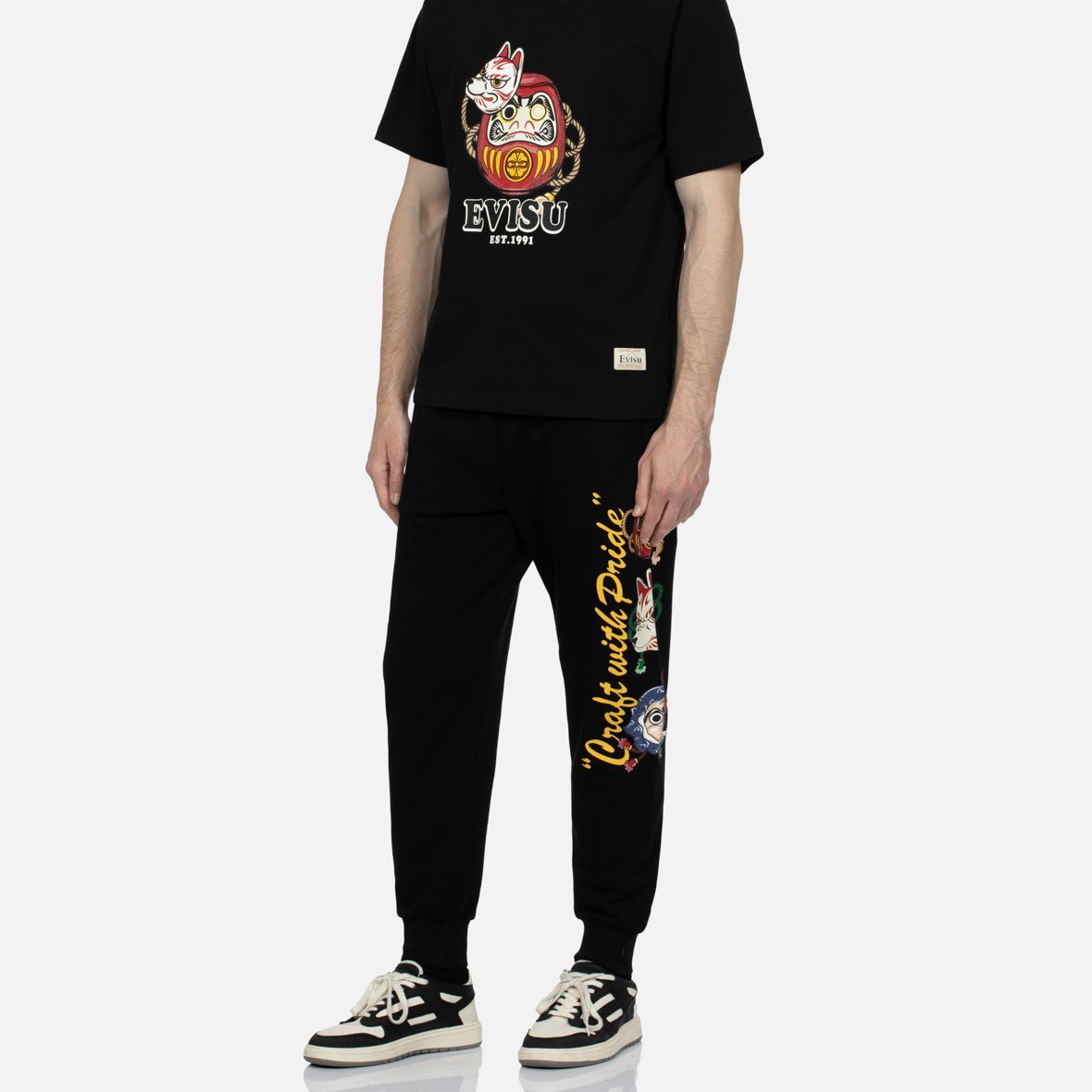 Details for EVISU 黑色日向火男祭典印花修身休閒褲 2EAHTM3SP1085XXCT