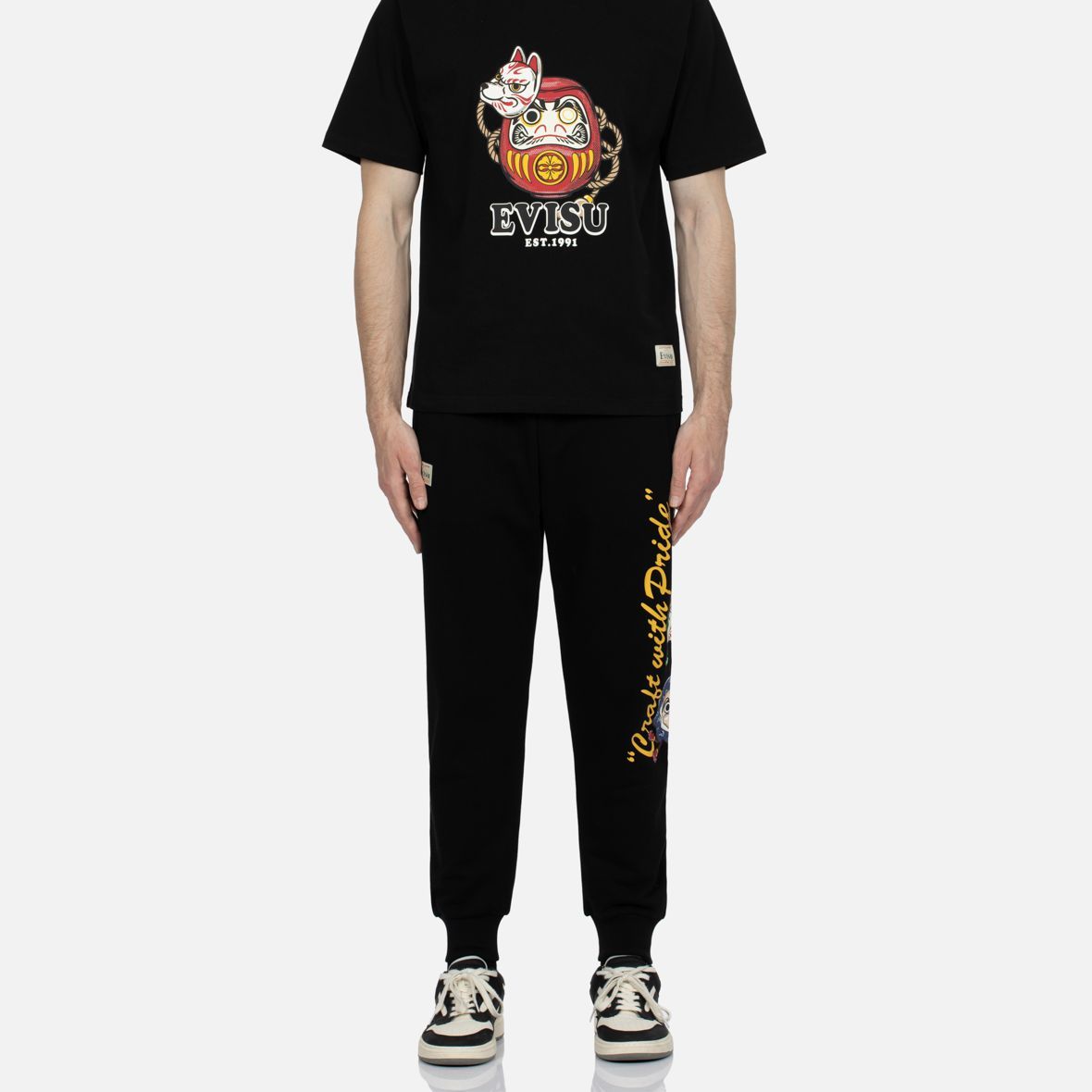 Sizing EVISU 黑色日向火男祭典印花修身休閒褲 2EAHTM3SP1085XXCT