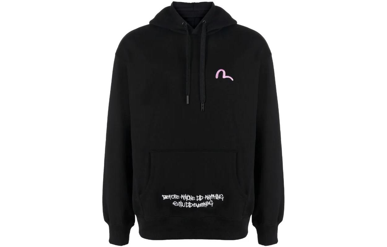 EVISU  Black Hoodie with Logo Embroidery. 2EAEBM1SW442LF