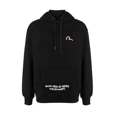 EVISU Black Hoodie with Logo Embroidery. 2EAEBM1SW442LF